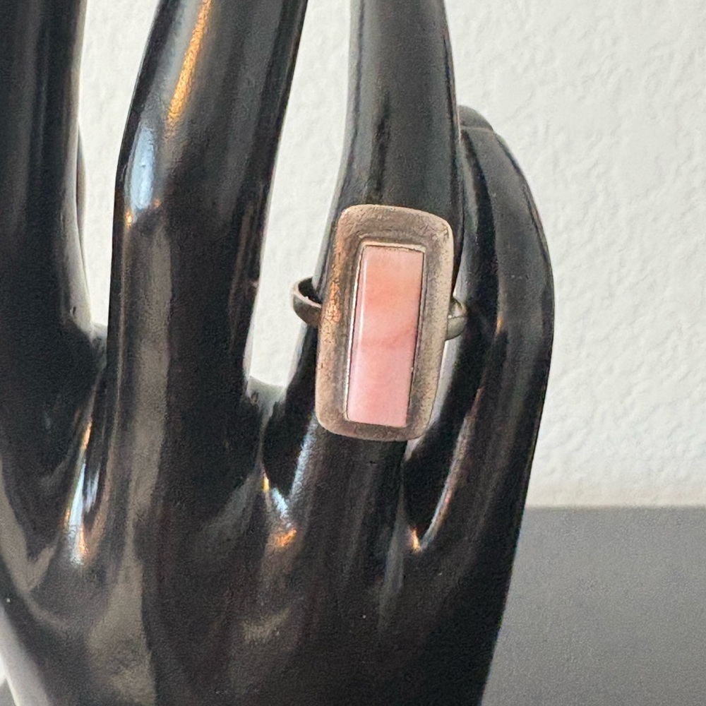 Elegant Pink Stone Sterling  Silver Ring